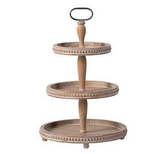 Fresh Selling Modern Wooden 3-Tiers Cake Stand with Raised Platform for <b>Displaying</b> Cakes Pastries Fruit Dessert Oven Safe - Product Image 4