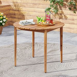 Tavolo da Pranzo Rotondo in Legno di Acacia da 36 Pollici per 4 Persone, per Uso in Giardino o Patio - Product Image 1