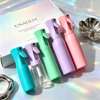 Bouteilles à pompe Unalilia en PET rechargeables, cylindres en plastique WG-415 200ml/300ml/500ml, avec pulvérisation fine continue et impression sérigraphiée dorée