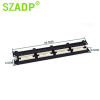 Panel Patch 24/48 Port Cat6 19 1U 2U Manajemen Kabel Ethernet Panel Patch RJ45 Rangka Distribusi Modular untuk Switch Jaringan