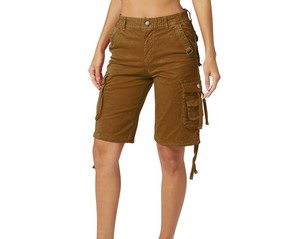 Shorts cargo en coton pour femmes à faible MOQ, vente directe usine, taille mi-haute, respirants, style streetwear décontracté, avec passants de ceinture, collection de détail - Product Image 2