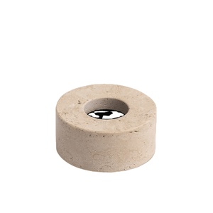 Hot selling natural marble travertine <b>aroma</b> <b>diffuser</b> base round stone essential oil holder luxury home decor premium fragrance - Product Image 1