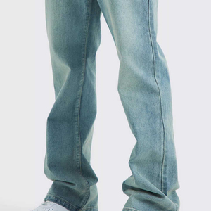 Jeans de mezclilla para hombre, corte ajustado, cintura alta, lavado a la piedra, pierna recta, algodón, casual, peso medio, estilo primavera - Product Image 6