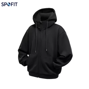 Custom Heavyweight Full Zip Hoodie with Chenille Embroidery Patch Oversized Cotton Fleece Streetwear Jacket OEM Manufacturer - Product Image 3