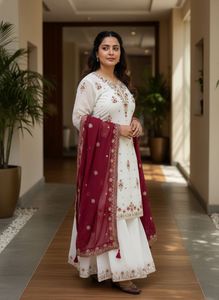 Conjunto de Kurti y Plazzo de Diseñador para Mujer, Conjunto de Kurta Bordado con Dupatta, Ropa Étnica Festiva para Bodas y Fiestas - Product Image 3