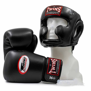 Twins MMA Boxing Gloves <b>Head</b> Guard Set Real Cowhide Leather Hook Loop Closure Lightweight Breathable Sanda Martial Arts - Product Image 1