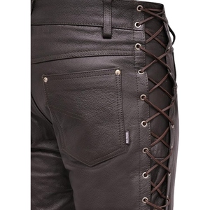 Custom Unisex Genuine Cowhide Leather Waterproof <b>Plus</b> <b>Size</b> Biker Pants Full Grain Motorcycle Riding Lace up Side YKK Zipper - Product Image 4