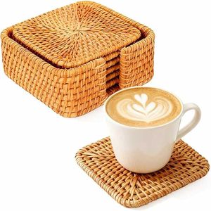 Best Eco-Friendly Handmade Rattan <b>Coaster</b> Wholesale Traditional Design Modern Bohemian Restaurant Tableware - Product Image 1