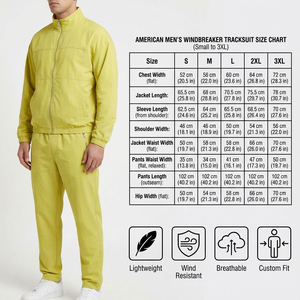 Men Athletic Windbreaker Suit Full Zip up Sports Jacket with Training Pants OEM Manufacturer - Product Image 5