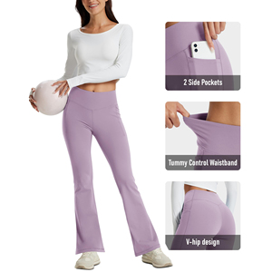 2026 New Design Sports Legging Women's Gym Leggings Flare Pants Mid Waist Yoga Pants Wide Leg Leggings Women Fitness - Product Image 3