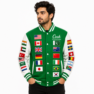 เสื้อแจ็คเก็ตวาร์ซิตี้สีเขียวขนสัตว์ Cosh International พร้อมผ้าไม่ทอ ย้อมสีสำเร็จรูป สำหรับฤดูหนาว แบบ unisex มีฮู้ด คอตั้ง โลโก้ด้านหน้า - Product Image 6