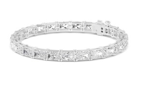 Pulsera de tenis de lujo de oro rosa de 9K con diamantes de laboratorio de corte radiante, 22.73 CTW - Product Image 4