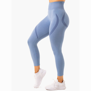 Leggings de sport taille haute à compression pour femme, sans couture, effet froncé aux fesses, pour fitness, course et yoga, coloris tendance - Product Image 4