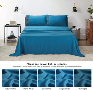 Bedding 4 Piece Fitted Sheet Flat Sheet with 2 <b>Pillow</b> Cases Wrinkle Fade Resistant Flat Fitted Sheets Sets - Product Image 3