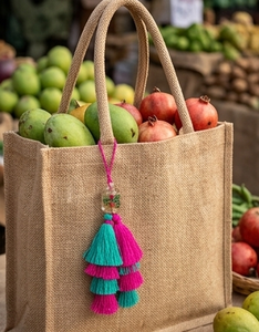 Colorful Tassel Fringe Decorative Hanging Ornament for <b>Car</b> <b>Mirror</b> 100% Polyester Multicolor Tassels with Beaded Top - Product Image 3