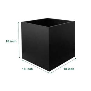 Jardinière en acier galvanisé robuste OEM en gros avec revêtement en poudre noire, grand pot à fleurs carré en métal pour usage intérieur et extérieur - Product Image 2