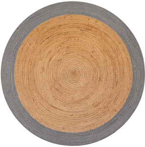 Handmade Gray Border Jute <b>Round</b> Rug Woven Natural Fiber Floor <b>Carpet</b> for Farmhouse Boho Rustic Home Decoration - Product Image 2