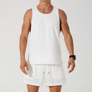 <b>Men's</b> Blue Sleeveless Tank Top O-Neck Solid Color Quick Dry Sporty Knitted <b>Vest</b> - Product Image 2
