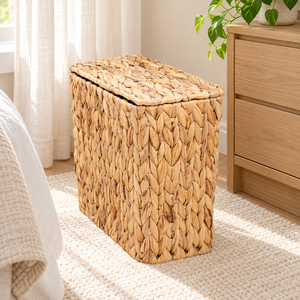 Customizable Handwoven Eco-Friendly Water Hyacinth Rectangular Waste <b>Bin</b> <b>Lid</b> Plastic Inner Bucket for Home Decor <b>Bathroom</b> - Product Image 4