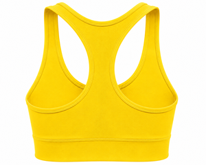 Women's <b>Yellow</b> High Support Racerback Sports <b>Bra</b> Scoop Neck Breathable Quick Dry Seamless Spandex/Polyester Activewear XL - Product Image 2