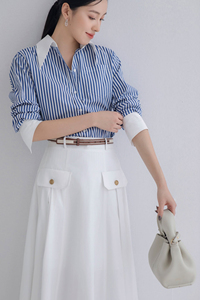 Camisa de Popelina de Seda para Mujer, con Botones, Manga Larga, Corte Holgado, Blusa Informal de Oficina - Product Image 2
