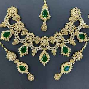 Joyería india hecha a medida para mujer, collar moderno con pendientes Jhumki, chapado en oro antiguo para bodas, fiestas y regalos. - Product Image 5