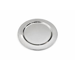 Plato de Servicio Moderno Plateado Metálico con Borde Acanalado Estilo Zinc para Banquetes y Recepciones de Boda - Product Image 1