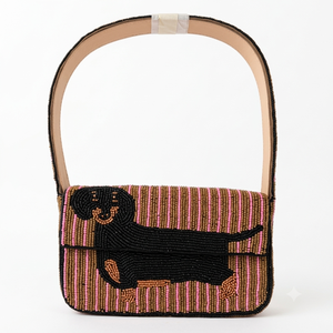 Handmade Green Corduroy Terrier <b>Dog</b> Beaded Shoulder Bag Women Animal Flap Evening Clutch Underarm Purse - Product Image 5