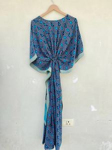 Seda Sari Kaftan Vestido Fiesta Desgaste Reciclado Boho Lounge Wear Kaftan - Product Image 6
