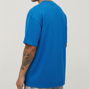 T-shirt noir oversize pour homme, style nouveau, épaules tombantes, coton lourd 100%, couleur unie, respirant, style hip hop. - Product Image 5