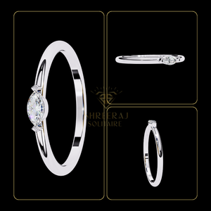 แหวนหมั้นเพชรทรงมาร์คีส์ 0.10 กะรัต สไตล์มินิมอลใหม่ เพชรเพาะเลี้ยงในห้องปฏิบัติการ ทองคำแท้ 18K สี E/F ความสะอาด VVS รับรองโดย IGI ยี่ห้อ SHREERAJ - Product Image 6
