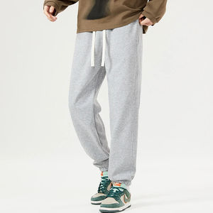 Pantalon de survêtement en coton taille haute décontracté pour homme, coupe ample, grande taille, longueur extra longue 115 cm, idéal pour l'automne - Product Image 1