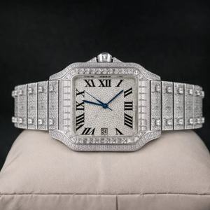 Reloj Automático de Lujo para Hombre con Números Romanos, Bisel con Piedras de Moissanita, Esfera de Acero Inoxidable, Cristal, Estilo Hip Hop, Mecánico - Product Image 1