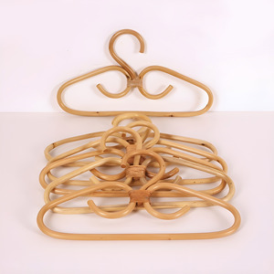 Wood clothes hangers clothing organizer handcrafted rattan hanger for boho-chic nursery <b>wardrobe</b> - Product Image 5