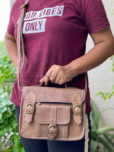 New Customized Real Crunch Genuine Leather Passport Holding Shoulder Bag Handmade Sling Bag - Product Image 2