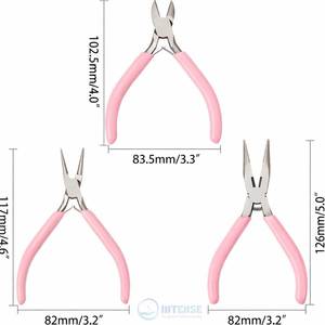 3pcs Stainless Steel Jewelry Pliers Tool Set Professional Precision DIY Jewelry Making Side Cutting <b>Long</b> Chain <b>Nose</b> Pink - Product Image 2