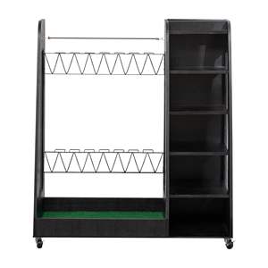 Elegante Porta Sacche da Golf in Legno Nero 35,5\" X 18\" X 40\" con Ruote, Organizzatore per 2 Sacche - Product Image 1