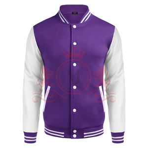 Top Trending Purple <b>White</b> Letterman <b>Jacket</b> Button Front Comfortable Fit Premium Everyday Clothing - Product Image 3