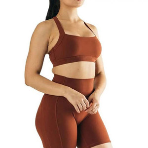 Fashionable Women Yoga <b>Short</b> Set Latest Style <b>Stretch</b> Fitness Wear Breathable Sports Bra <b>Shorts</b> Wholesale - Product Image 2