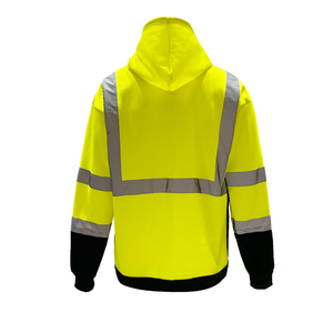 Vente en gros de sweats à capuche de sécurité unisexes de haute qualité, imperméables, personnalisables, avec fermeture éclair intégrale, grandes tailles, OEM, haute visibilité, vêtements de travail personnalisés - Product Image 3