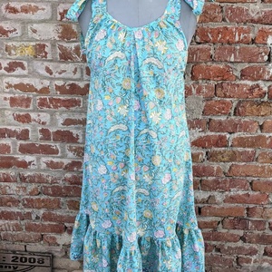 Hand <b>Block</b> <b>Printed</b> 100% Cotton Indian Dress Floral Tunics and Long Gown Embroidered Casual Maxi Style Dress At Factory Price - Product Image 1