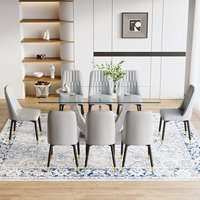 Table à manger rectangulaire moderne en métal durable et écologique de haute qualité, ensemble de 5 chaises, meubles pour la maison, pour villa, école