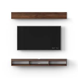 Mueble de TV de Madera para Montaje en Pared, Soporte para Decodificador/Panel de TV con Estantes para Libros y Unidad de Exhibición Decorativa - Product Image 2