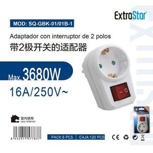Adattatore ExtraStar con Interruttore a 2 Poli 16A 250V per Uso Interno - Product Image 1
