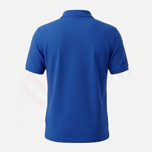 เสื้อโปโลผู้ชายสีน้ำเงิน แขนสั้น ผ้าปิเก้ ทรงปกติ ดีไซน์เรียบง่าย สไตล์ลำลอง - Product Image 3