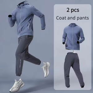 Men's Sportswear Set with Hood Training Gear Breathable <b>Jacket</b> And Pants Fitness Outfit for Comfortable Exercise Clothing - Product Image 3