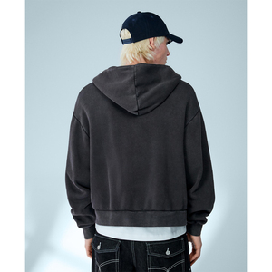 Sudaderas con capucha unisex personalizadas con logo Essentials, de tejido grueso, con cremallera, estilo francés, para parejas, deportivas, de talla grande. - Product Image 4