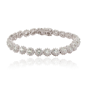 High Grade 925 Sterling Silver 100% Authentic Green <b>Amethyst</b> Floral Cluster Tennis <b>Bracelet</b> For Women's - Product Image 1