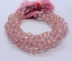 AAA Natural Rose Quartz Faceted Cube Beads 6-7MM Pink Quartz <b>Gemstone</b> Beads 8 Inch Quartz 3D Cube Beads for Jewelry Making - Product Image 2
