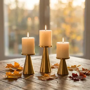 Portavelas de metal para decoración del hogar, soporte para 3 velas, para mesa de comedor, restaurante, portavelas de pilar para sala de estar, boda - Product Image 2